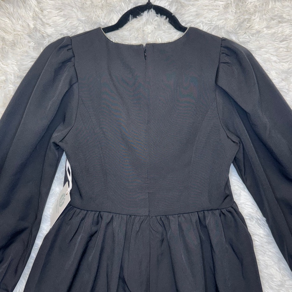NWT Hyacinth House Tuckernuck Blair Black Bow Rhinestone Mini Dress XS - Picture 6 of 7